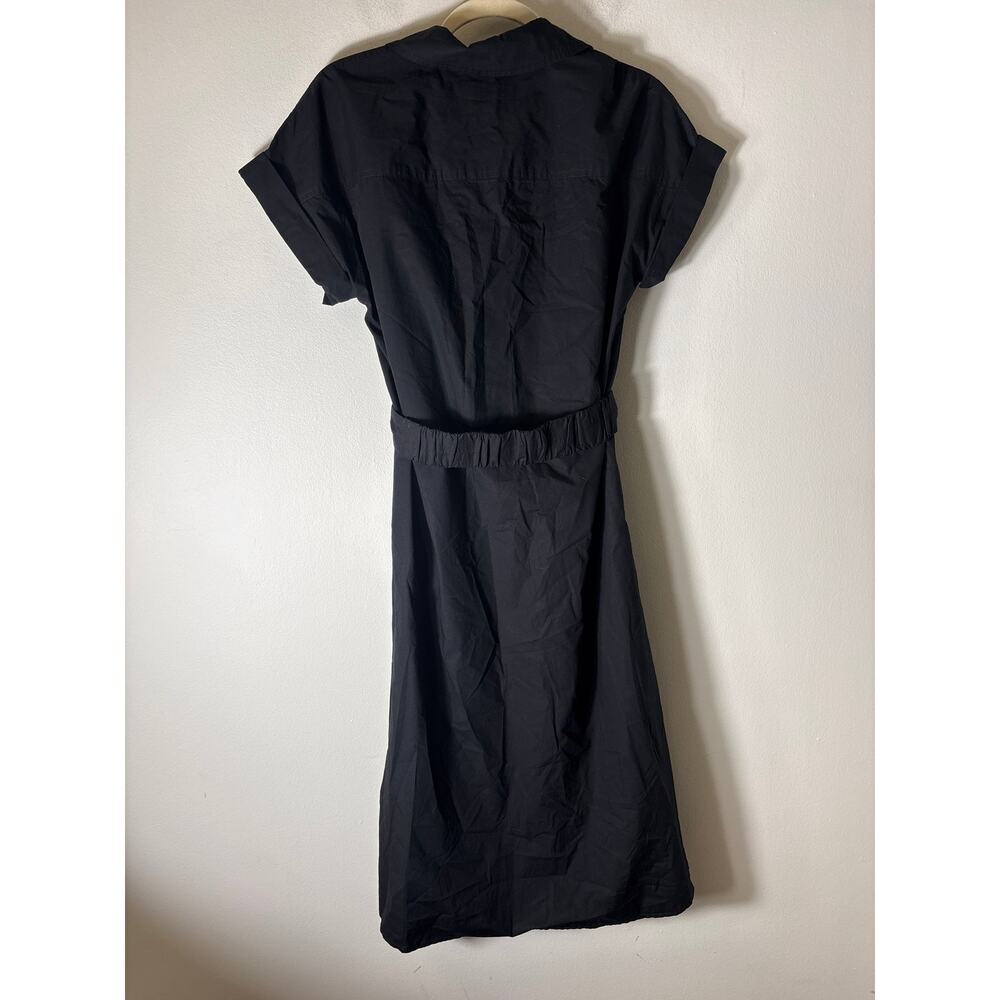 Banana Republic Black Cap Sleeve Button Up Cotton Maxi Dress Sz S - Picture 3 of 3